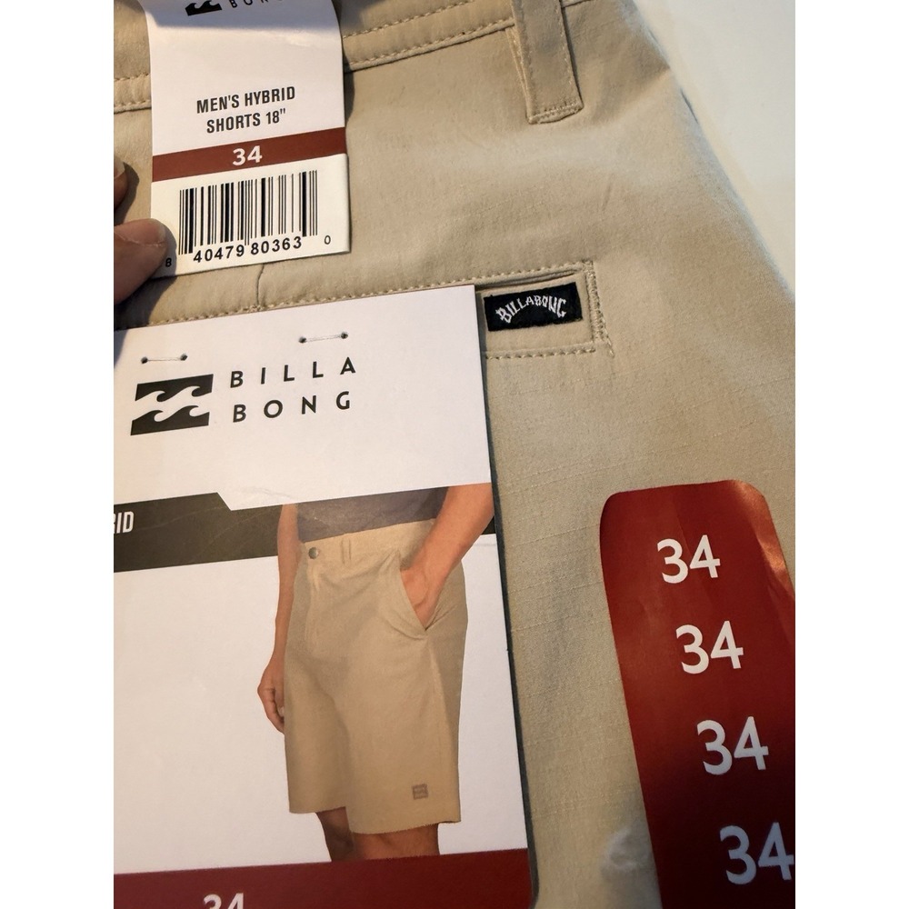 Billabong Mens Hybrid Shorts 18" Size 34 Taupe Beige Khaki Walkshorts NWT - Picture 6 of 7